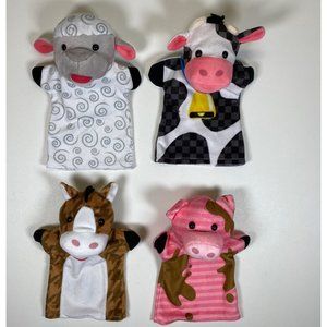 Mellissa & Doug 4 Hand Puppets Farm Friend Animals Horse Cow Pig Sheep Plush Toy